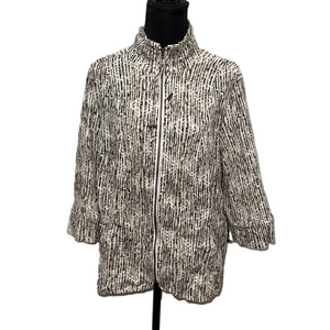 CJ Banks Zip Up 3/4 Sleeve Jacket. Cotton Stretch